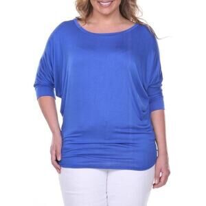 White Mark Plus Size Women's Royal Blue Dolman Tunic Top NWT Size 4X